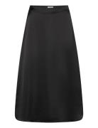 Objsateen Mw Midi Skirt Div Object Black