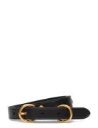 Slim Studded Calfskin Double D-Ring Belt Polo Ralph Lauren Black