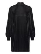 Button-Trim Velvet Mockneck Dress Lauren Ralph Lauren Black