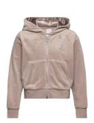 Sweater Zip Hood Velour Lindex Beige