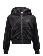 Sweater Zip Hood Velour Lindex Black