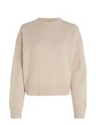 Cashmere Blend Crewneck Sweater Calvin Klein Beige