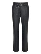 Leather-Effect Trousers With Belt Mango Black