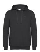 Arvid Basic Hood Badge Sweat - Gots Knowledge Cotton Apparel Black