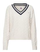 Tjw V-Neck Cable Sweater Tommy Jeans White