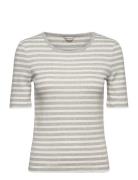 Slim Striped 1X1 Ribbed Ss T-Shirt GANT Grey