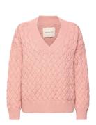Textured Cotton V-Neck GANT Pink