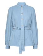 Corduroy Shirt With Belt Stella Nova Blue