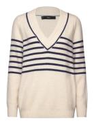 V-Neck Striped Sweater Mango Cream