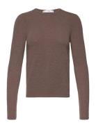 Round-Neck Knitted T-Shirt Mango Brown