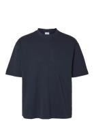 Slhlooseoscar Ss O-Neck Tee Noos Selected Homme Navy