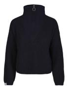 Florie Cotton Zip Knit Sweater Once Untold Navy
