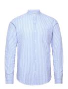 Seersucker Manderin Shirt L/S Lindbergh Blue