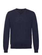 100% Merino Wool V-Neck Sweater Mango Navy