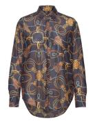 Rel Rope Print Cot Silk Shirt GANT Navy