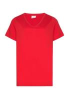 Carbonnie Life S/S V-Neck A-Shape Tee ONLY Carmakoma Red