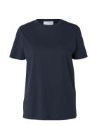 Slfmyessential Ss O-Neck Tee Noos Selected Femme Blue