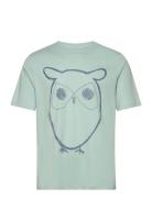Regular Big Owl Front Print T-Shirt Knowledge Cotton Apparel Green