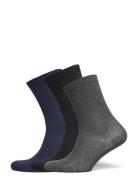 Fine Cotton Rib Socks 3-Pack Mp Denmark Grey