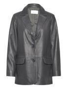 Nana Leather Blazer Hosbjerg Grey