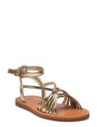 Ruched Strips Sandals Mango Gold