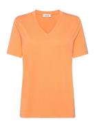 Slcolumbine Loose Fit V-Neck Ss Soaked In Luxury Orange