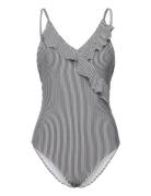 Striba Bly Frill Swimsuit Becksöndergaard Navy