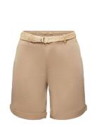 Shorts With Braided Raffia Belt Esprit Casual Brown