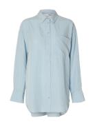 Slfmaddie Ls Striped Tencel Shirt B Selected Femme Blue