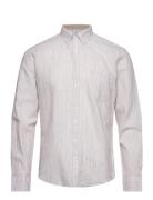 Striped Cotton/Linen Shirt L/S Lindbergh Cream