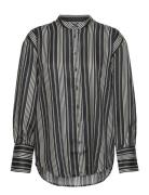 Relaxed Striped Stand Collar Shirt GANT Black