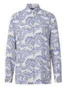 Edith Dot Print Viscose Shirt Lexington Clothing Blue