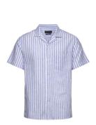 Giles Bowling Striped Shirt S/S Clean Cut Copenhagen Blue