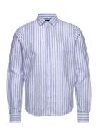 Jamie Cotton Linen Striped Shirt Ls Clean Cut Copenhagen Blue