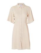 Slfgulia 2/4 Short Shirt Dress Selected Femme Beige