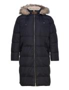 Faux-Fur-Trim Hooded Down Coat Lauren Women Navy