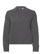Cable-Knit Wool-Cashmere Polo Jumper Polo Ralph Lauren Grey