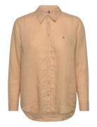 Linen Relaxed Shirt Ls Tommy Hilfiger Brown