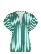 Fluid Stripe Vn Ss Blouse Tommy Hilfiger Green