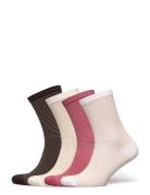Sock 4 P Lurex Mini Stripe Lindex Pink
