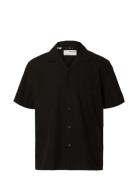 Slhrelaxnew-Linen Shirt Ss Resort Selected Homme Black