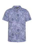 Open Collar Print Linen Shirt Superdry Blue