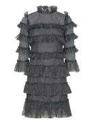 Carmine Frill Mini Lace Dress Malina Grey