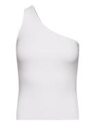 Cecilie Ribbed -Shoulder Top Malina White