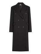 Viscose Blend Db Long Coat Tommy Hilfiger Black