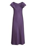 Pure Silk - Long Nightdress W/Short Lady Avenue Purple