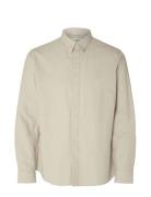 Slhregnew-Linen Shirt Ls Classic W Selected Homme Beige