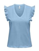 Onlmay Life S/S Frill V-Neck Top Box Jrs ONLY Blue