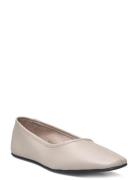 Slfelia Leather Ballerina Selected Femme Grey