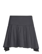 Wool Mini-Skirt With Asymmetrical Hem Mango Grey